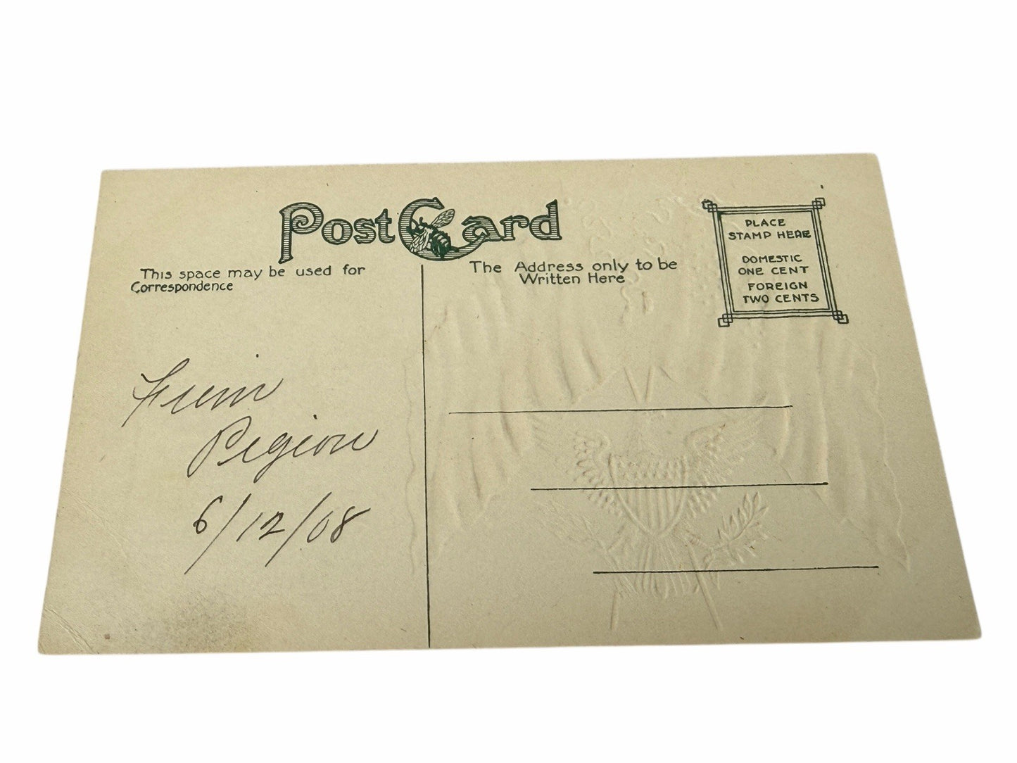 1908 TEXAS / UNITED STATES FLAG Embossed POSTCARD Souvenir Post Card Co