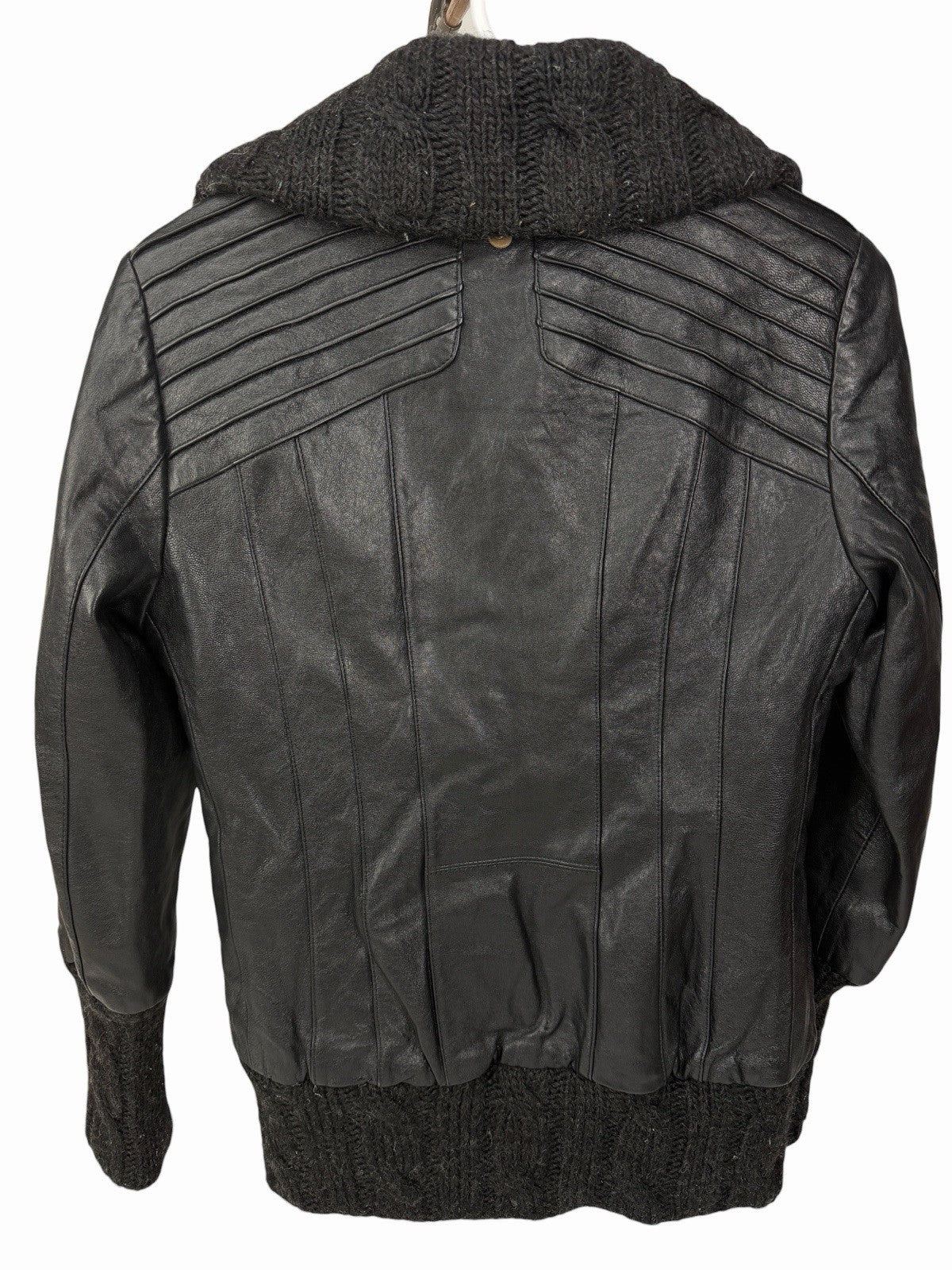 MACKAGE Lambskin Leather & Wool Biker Jacket Lined Coat SIZE SMALL Black