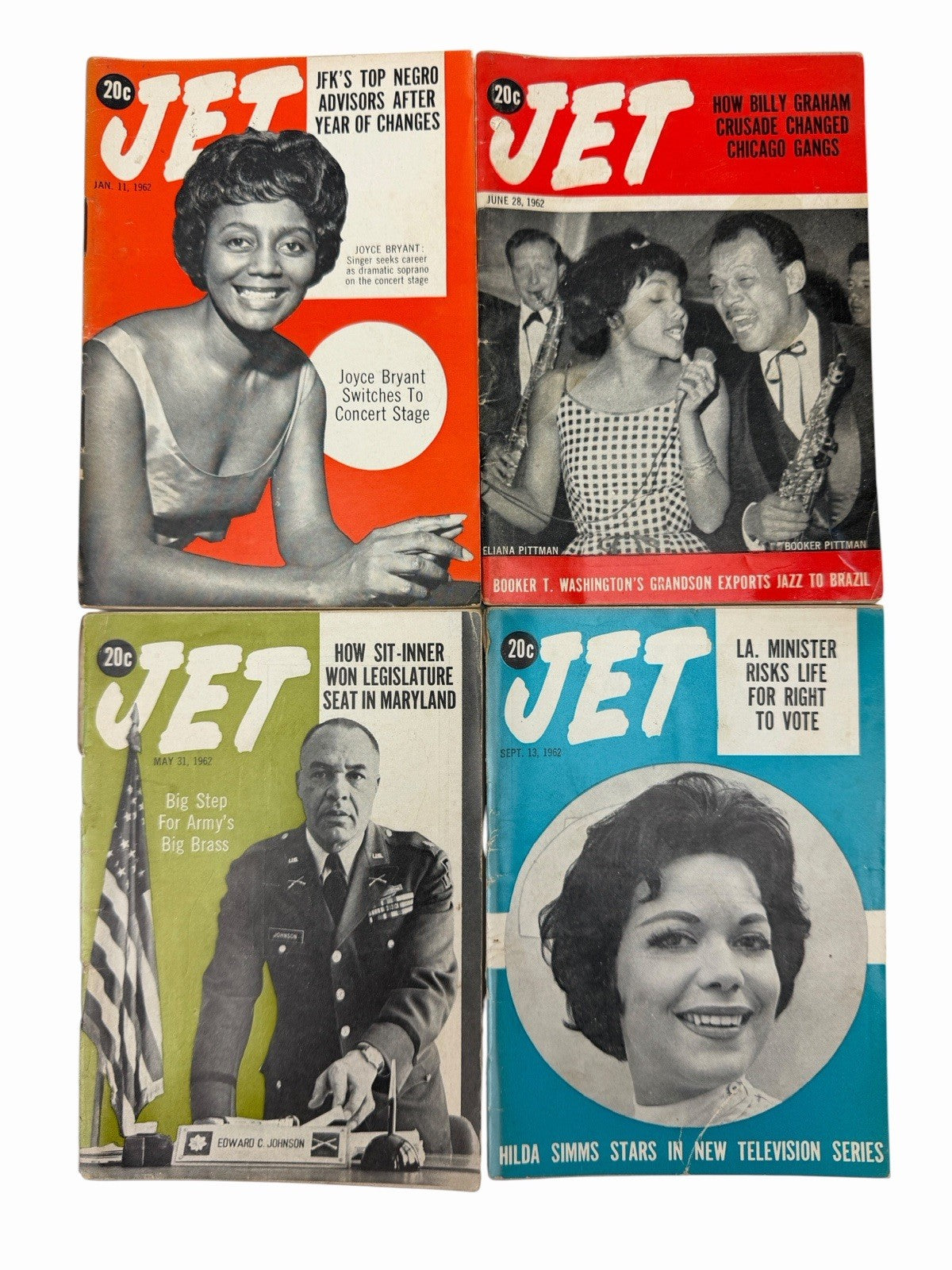 1962 JET Magazine LOT OF 4 Edward Johnson Joyce Bryant Hilda Simms Civil Rights