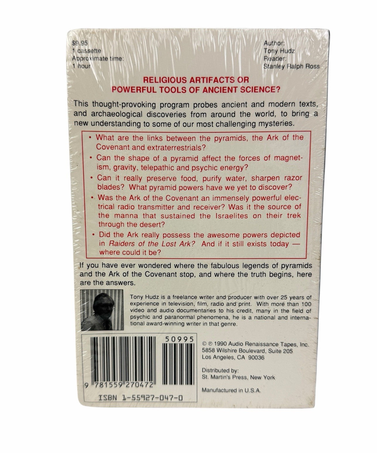 PYRAMIDS & Ark Of The Covenant Tony Hudz 1990 Audio Cassette Mystic Adventures