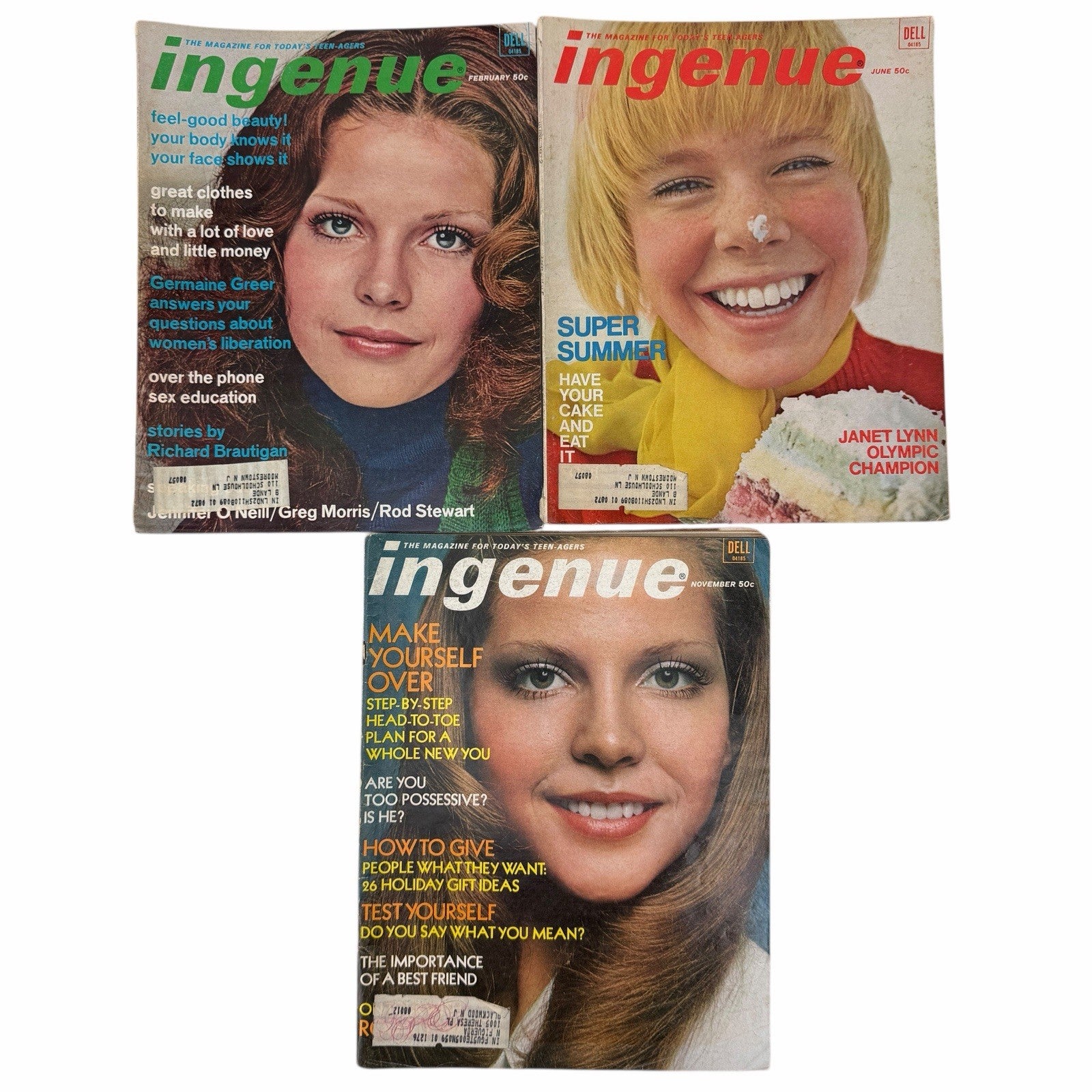 1972 INGENUE Magazine LOT of 3: FEB, JUNE, NOV Vintage Teen Girl Beauty Fashion