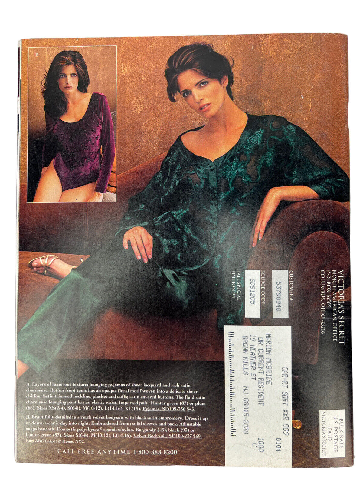 VTG Victoria’s Secret London FALL 1994 CATALOG Yasmeen Ghauri FASHION LINGERIE