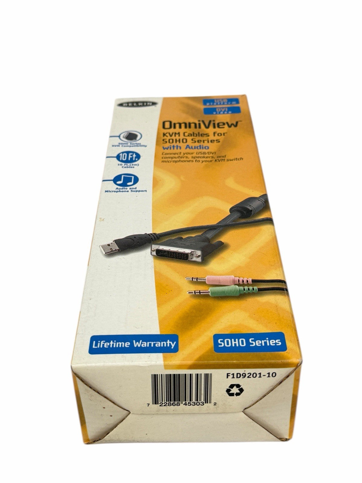 10' Belkin OmniView KVM Cables w/ Audio SOHO Series Switch USB DVI NEW