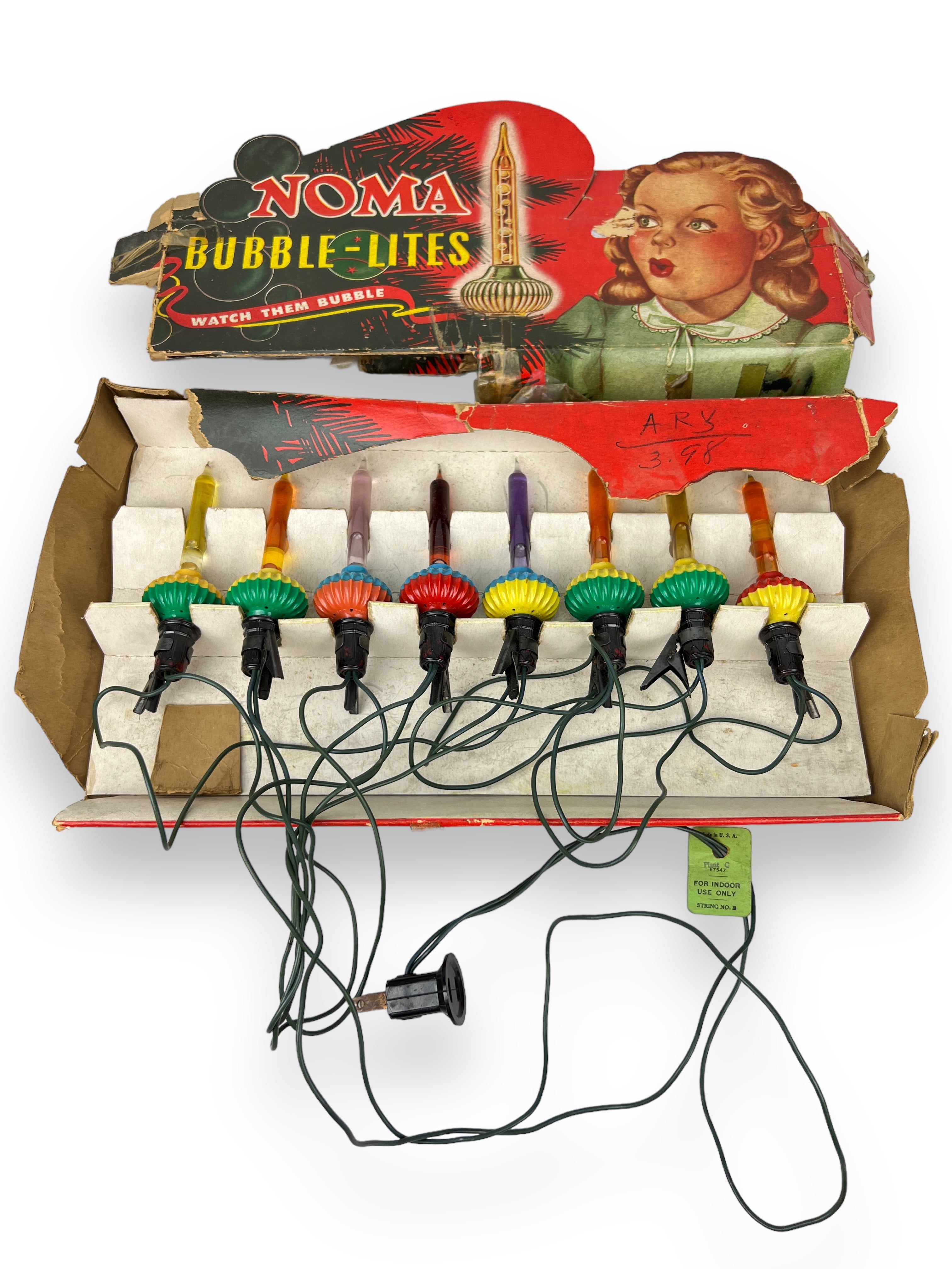 Vintage 1940’s NOMA BUBBLE LIGHTS Bubble-Lites #508 8 Biscuit Light C6 Set in BOX