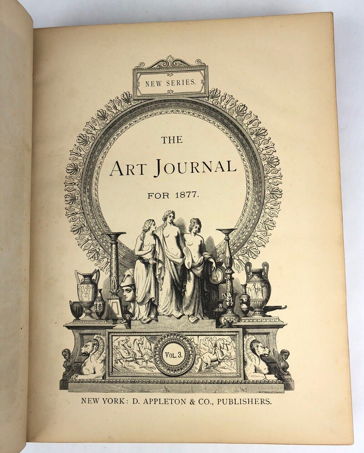 1877 THE ART JOURNAL Volume 3 Large Leather EXCELLENT