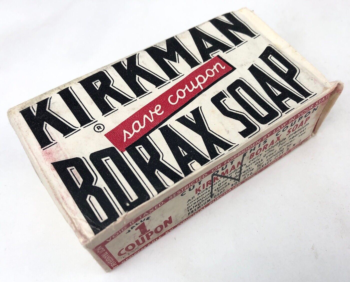 Vintage 1940’s KIRKMAN BORAX Soap Bar UNUSED NEW NOS Coupon COLGATE Flakes Ad