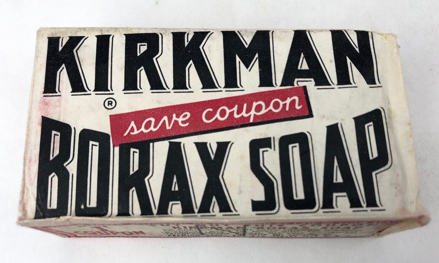 Vintage 1940’s KIRKMAN BORAX Soap Bar UNUSED NEW NOS Coupon COLGATE Flakes Ad