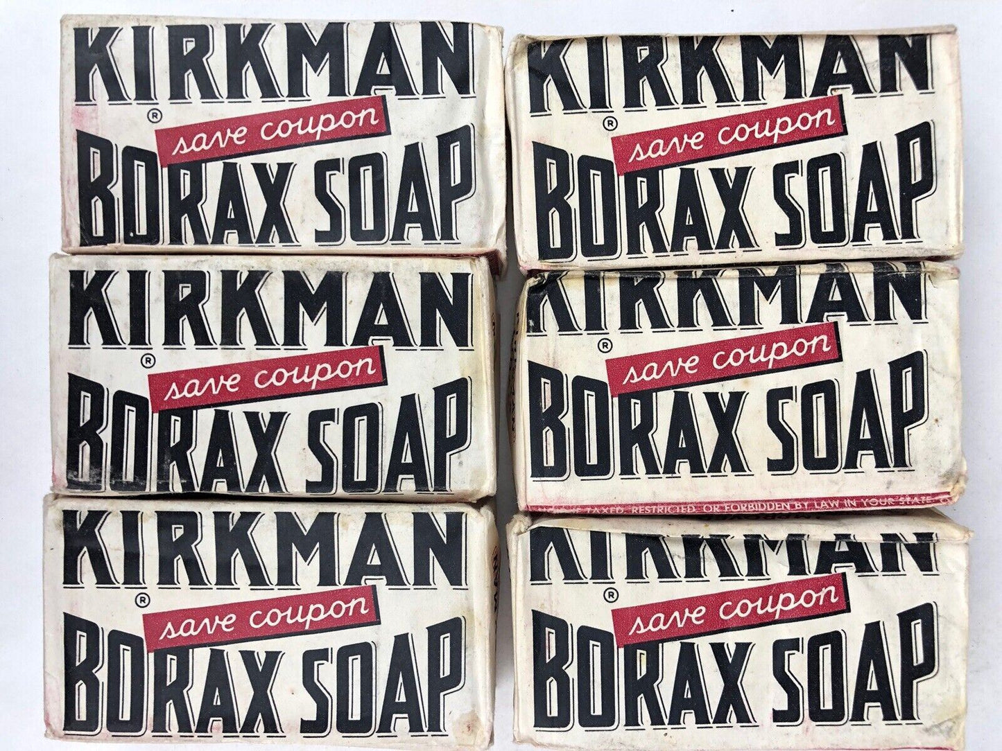 Vintage 1940’s KIRKMAN BORAX Soap Bar UNUSED NEW NOS Coupon COLGATE Flakes Ad