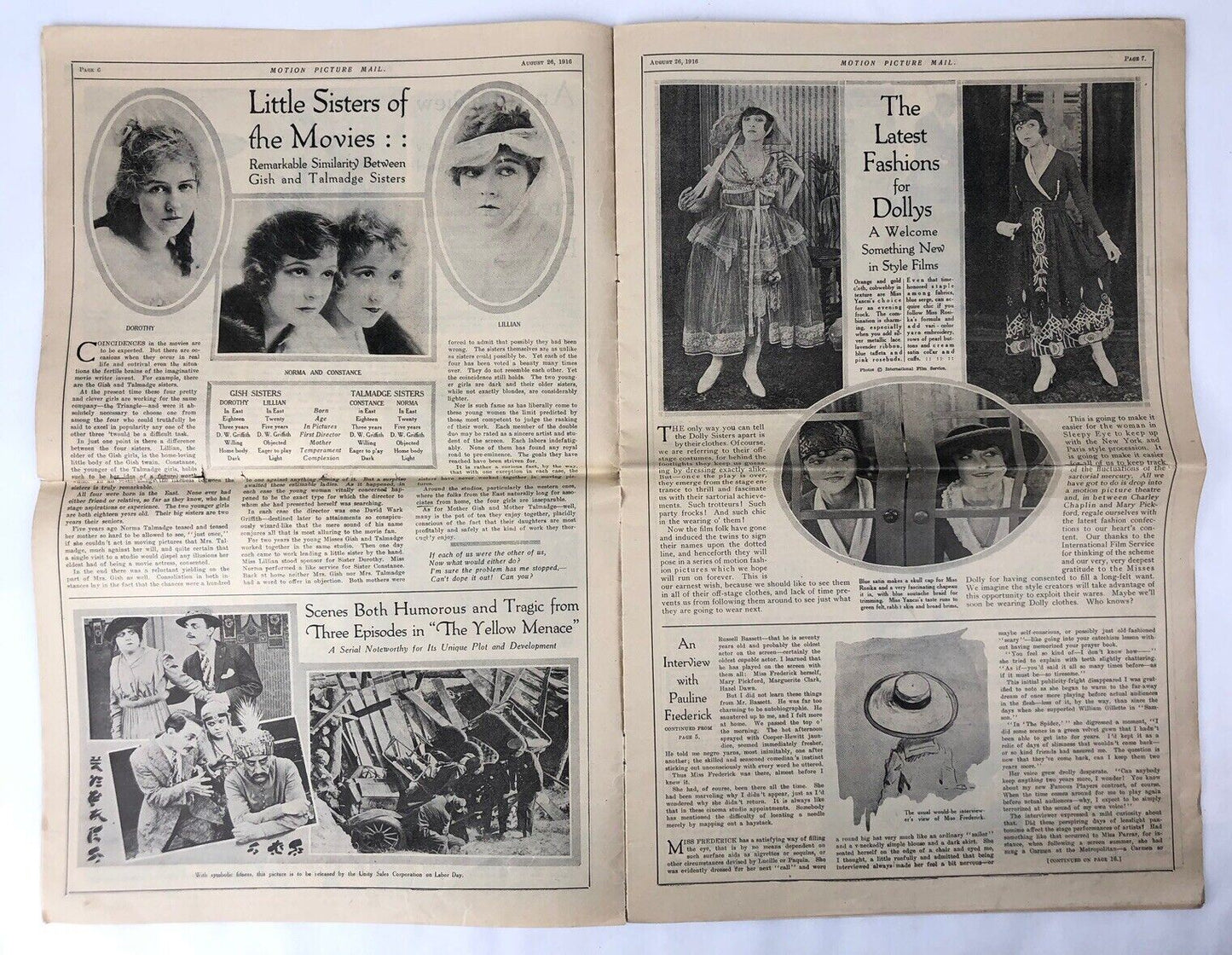 1916 MOTION PICTURE MAIL Magazine Vol 1 #11 ANITA STEWART Silent Film Movie
