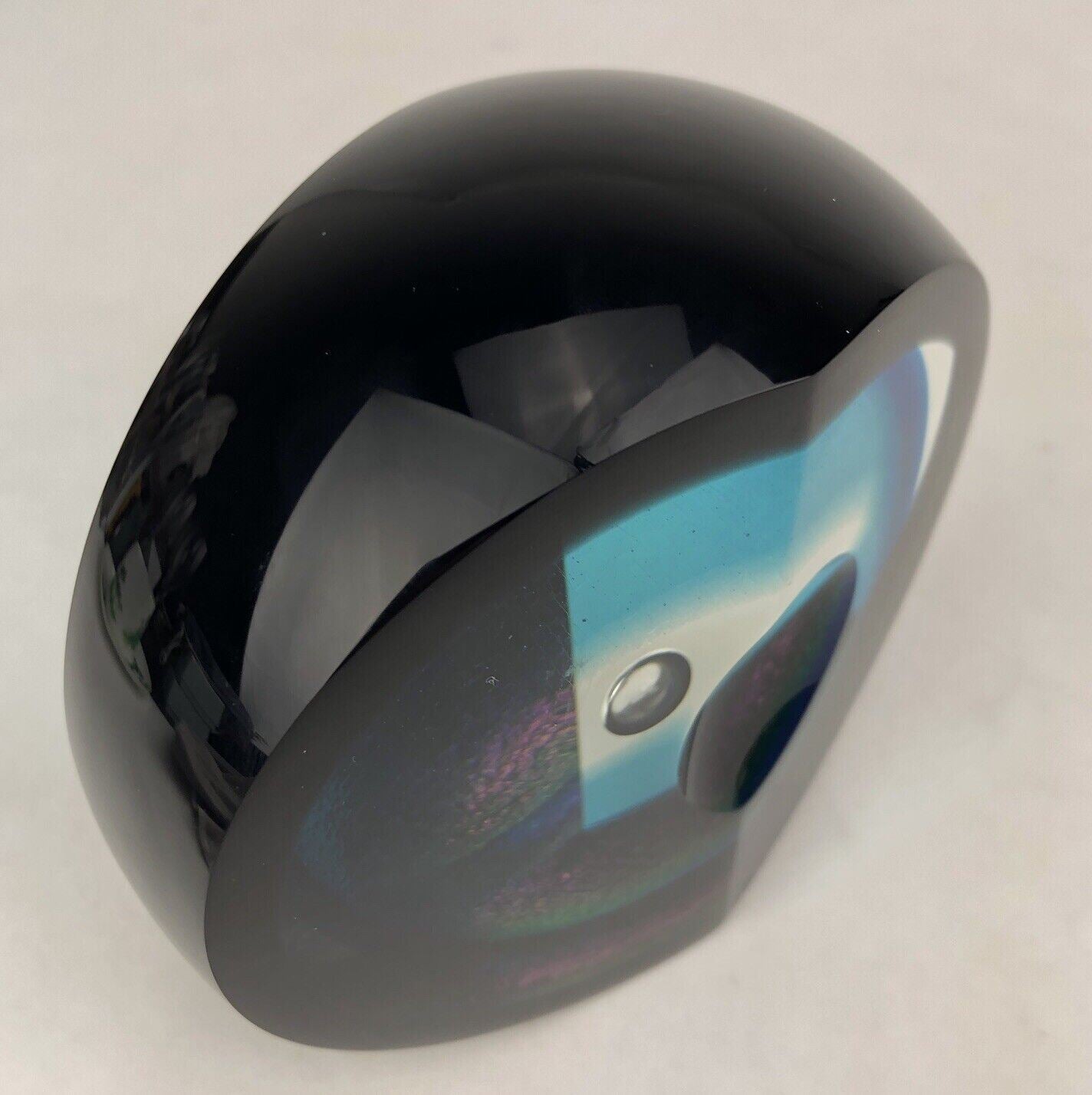 Steven Correia 1985 BLACK & AQUA Ltd Ed 5/25 Op Art Glass Paperweight Sculpture