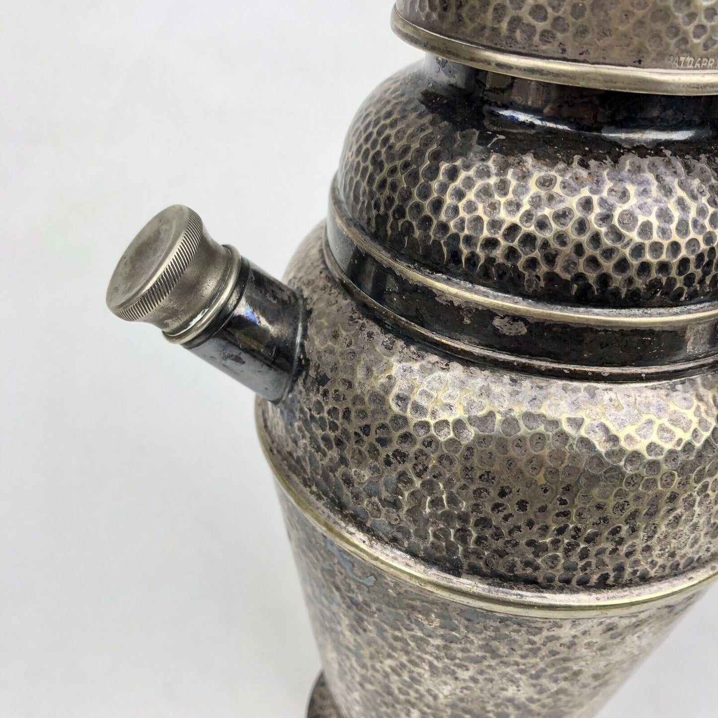 1920s BERNARD RICE’S SONS Apollo EPNS Hammered Silver Plate Cocktail Shaker 4361