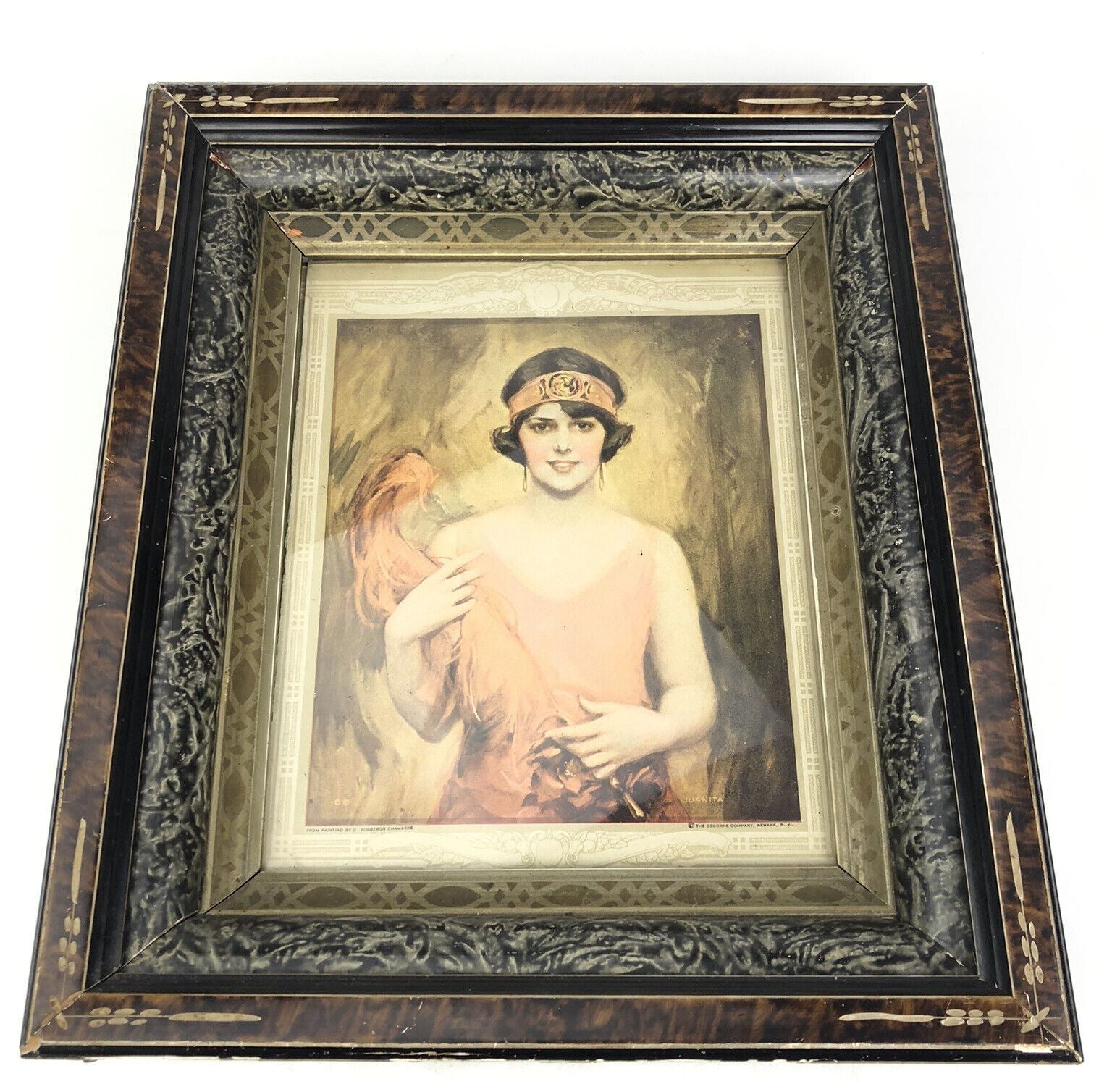 c. 1920 Bosseron Chambers FRAMED PRINT Beautiful Flapper Girl JUANITA ART DECO