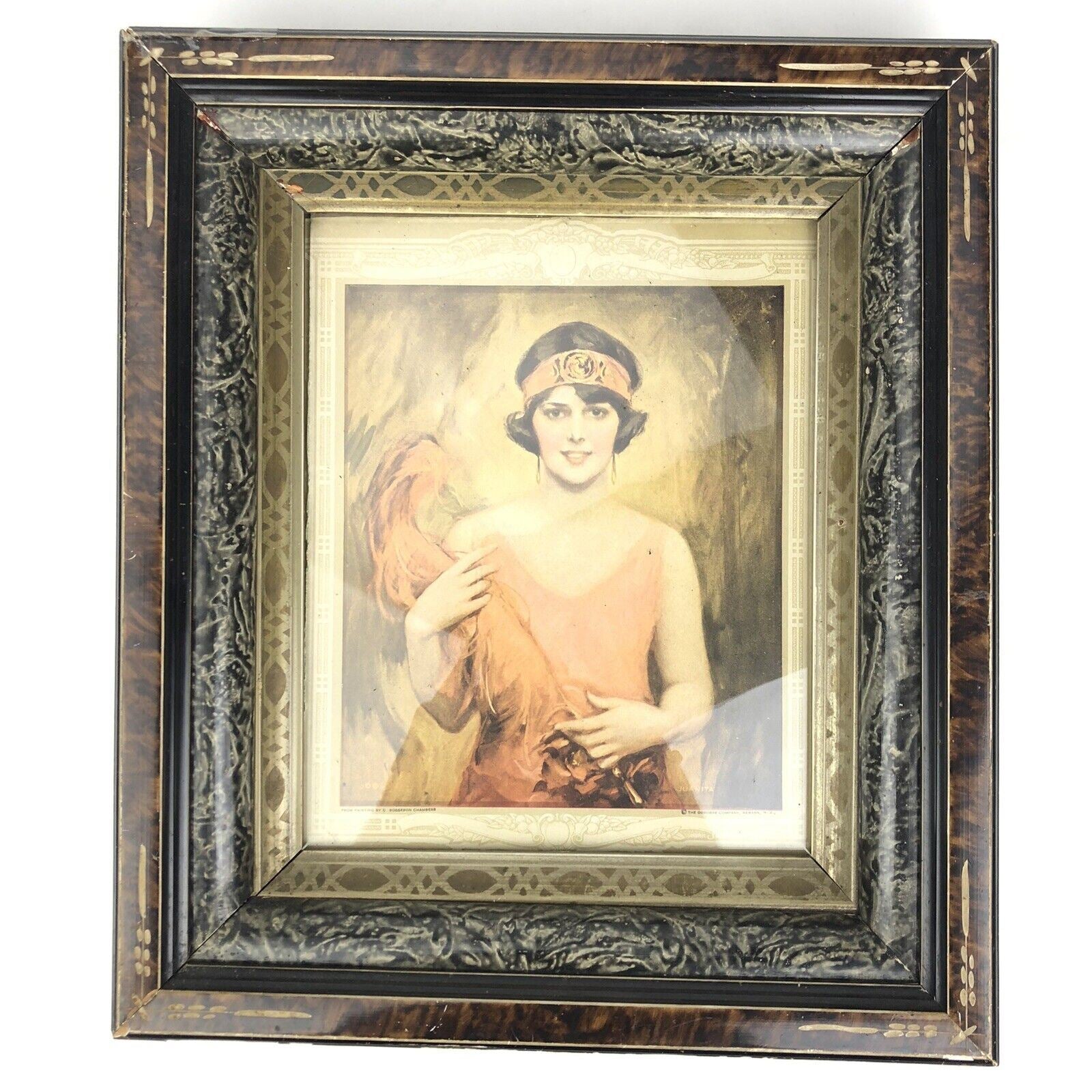 c. 1920 Bosseron Chambers FRAMED PRINT Beautiful Flapper Girl JUANITA ART DECO