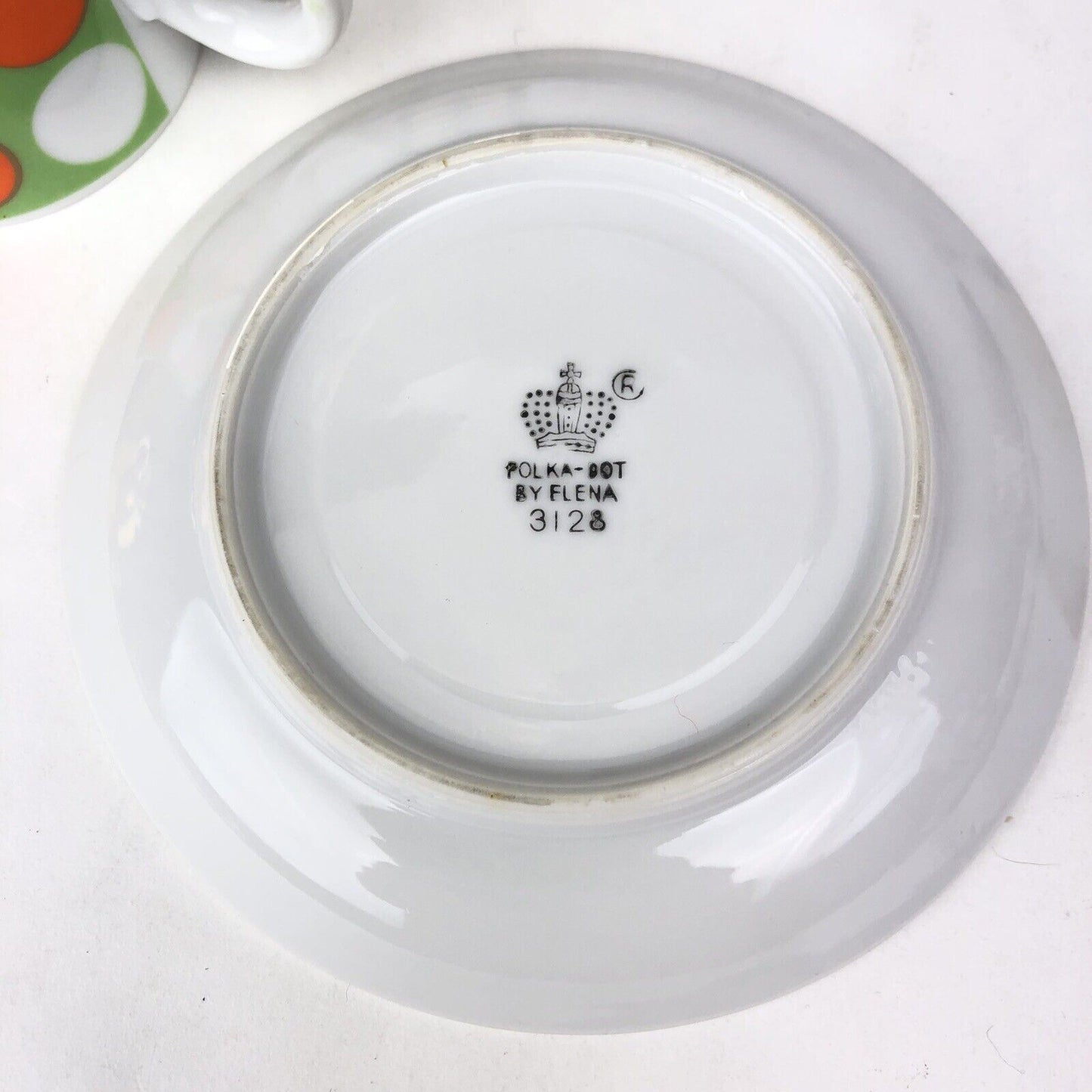 Vintage 1960’s MOD SET Of 4 Royal Crown POLKA DOT by Elena Cup & Saucers Coffee