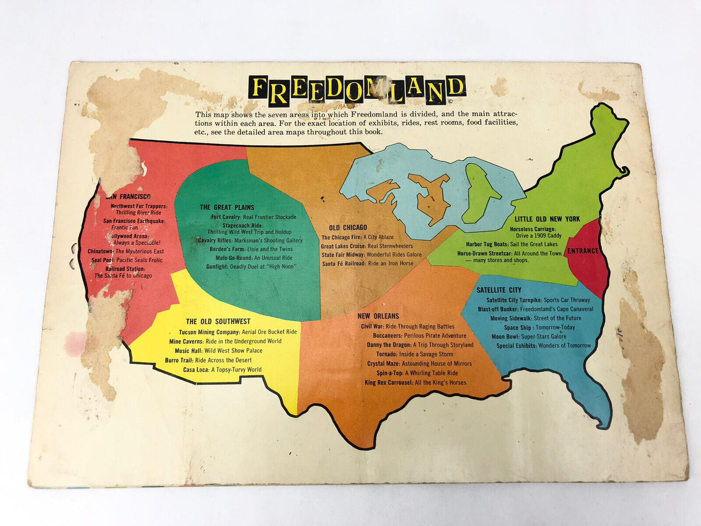 Vintage 1962 FREEDOMLAND Official Guide + Ticket BRONX NY Defunct Amusement Park