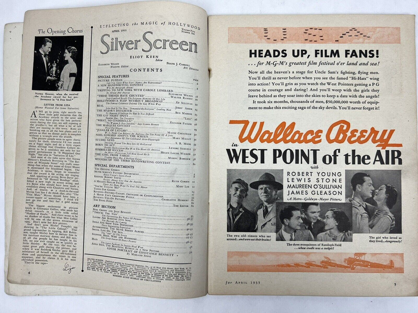 SILVER SCREEN Magazine APRIL 1935 Constance Bennett ED SULLIVAN Carole Lombard