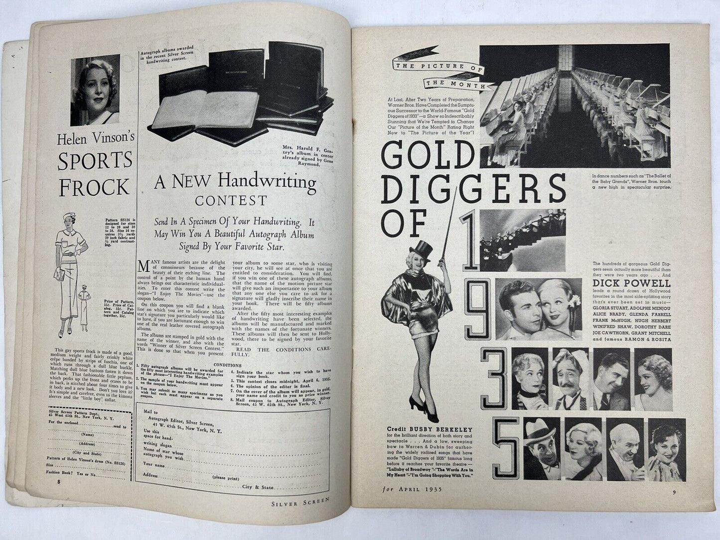 SILVER SCREEN Magazine APRIL 1935 Constance Bennett ED SULLIVAN Carole Lombard