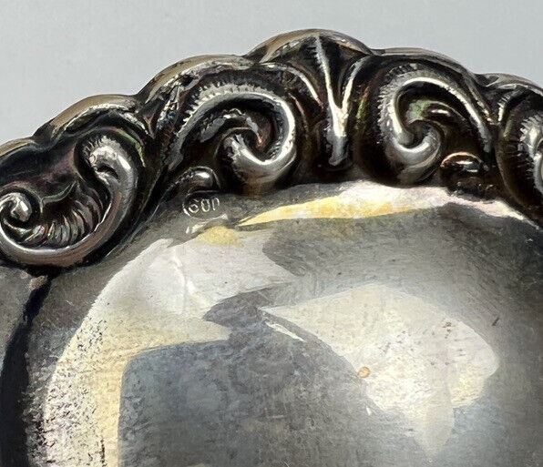 Antique Boxed Set of 6 ARGENTO 800 Italian SILVER Repousse Baroque Napkin Rings