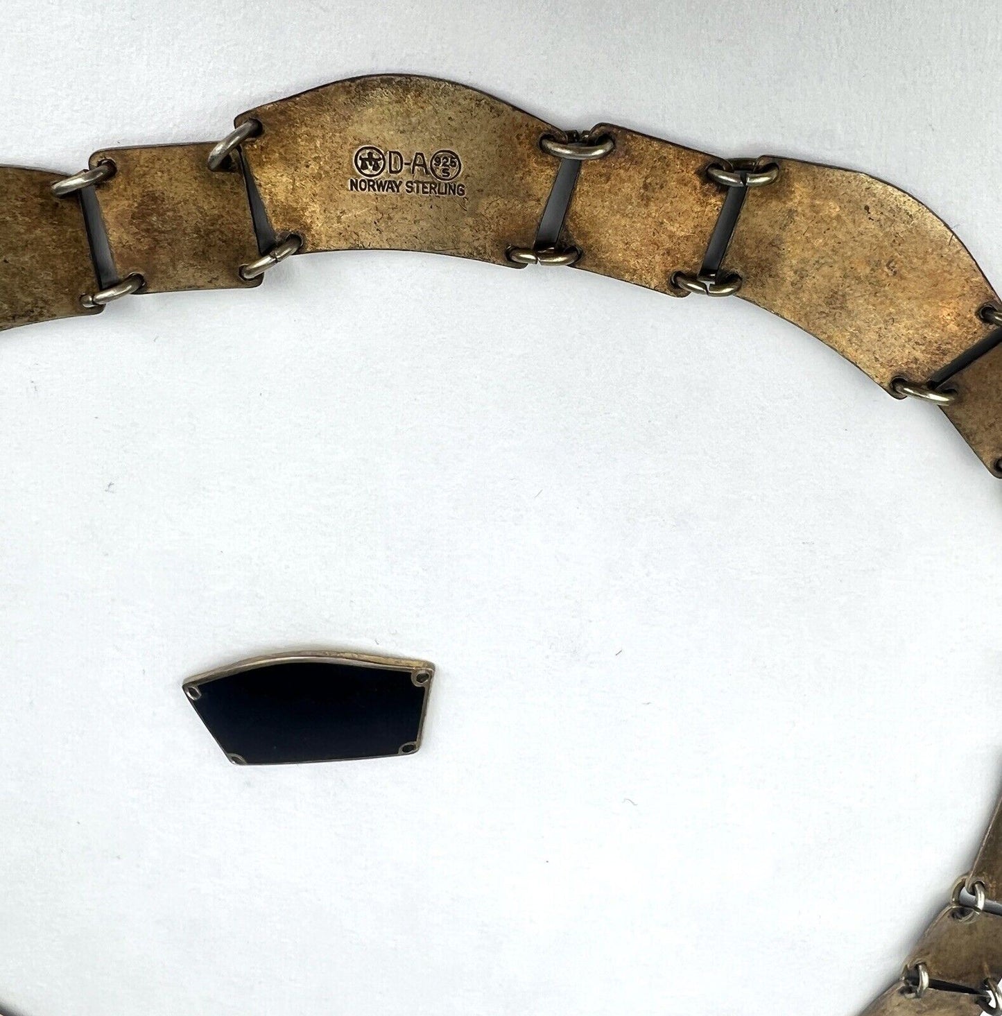 Vintage DAVID ANDERSON DA Norway Sterling Silver & Enamel Black NECKLACE