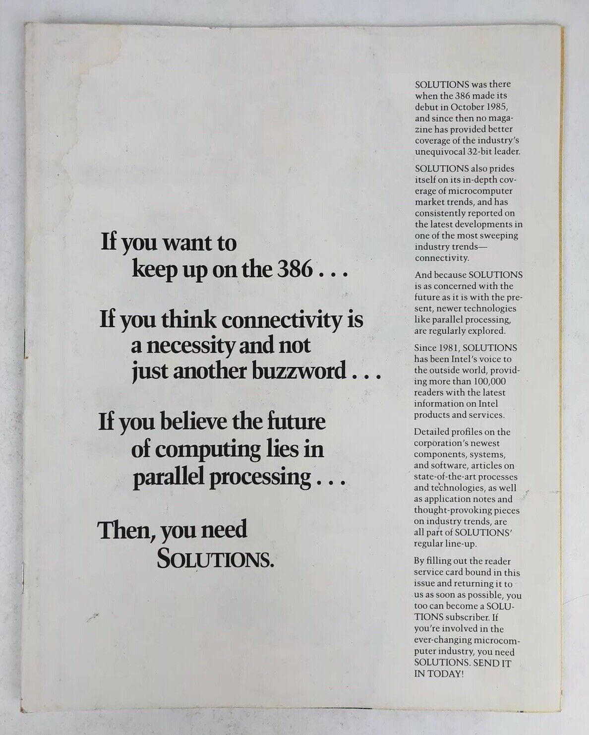 Intel SOLUTIONS Magazine JULY / AUG 1987 Vintage Computing Systems Publication