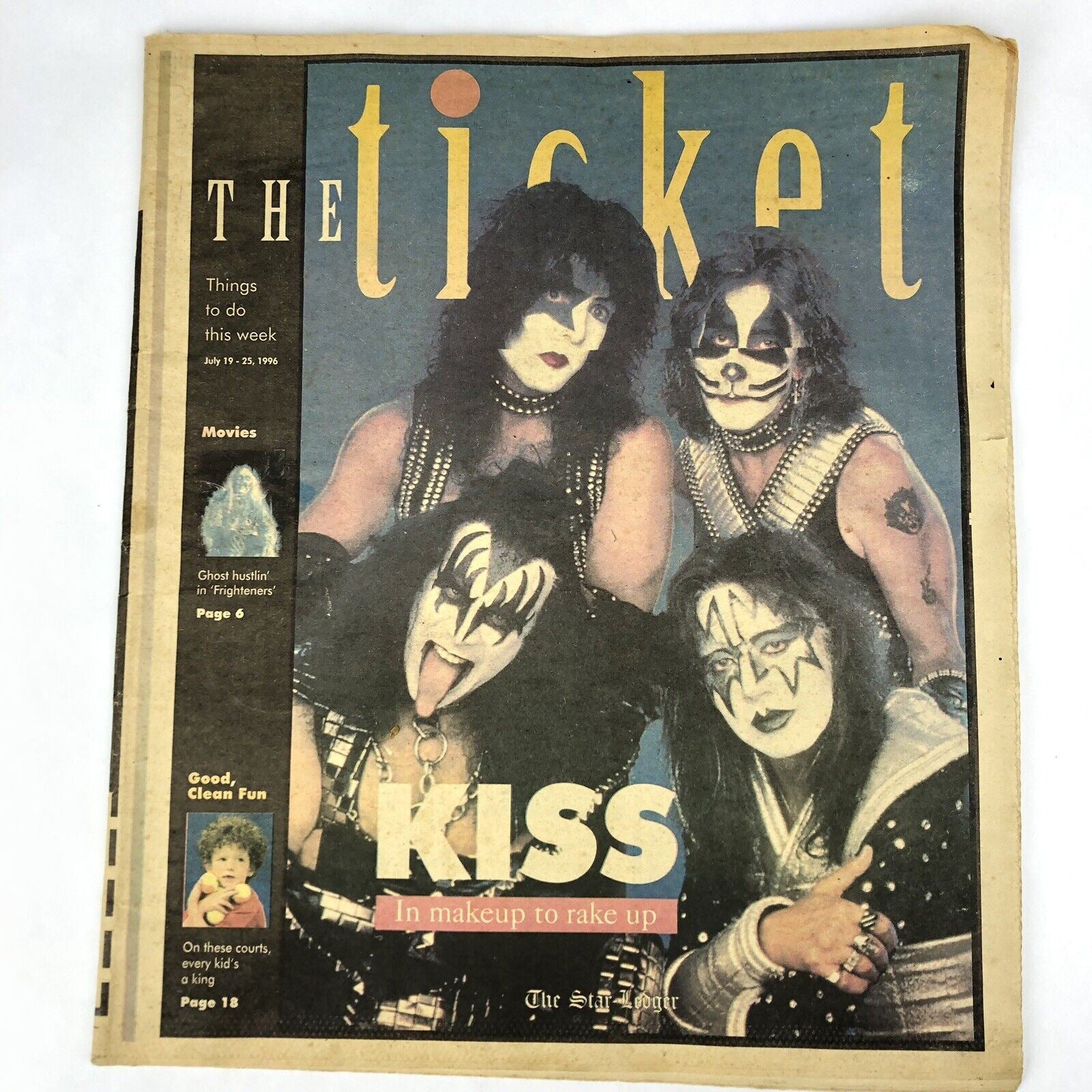 KISS 1996 COVER & ARTICLE Newspaper Oversize Magazine THE TICKET Star Ledger NJ