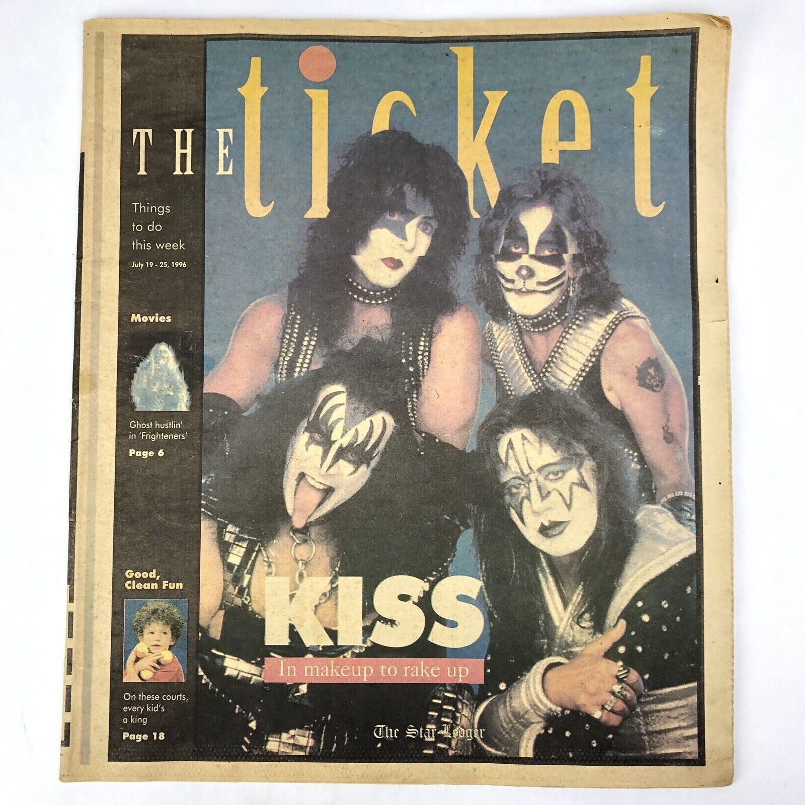 KISS 1996 COVER & ARTICLE Newspaper Oversize Magazine THE TICKET Star Ledger NJ