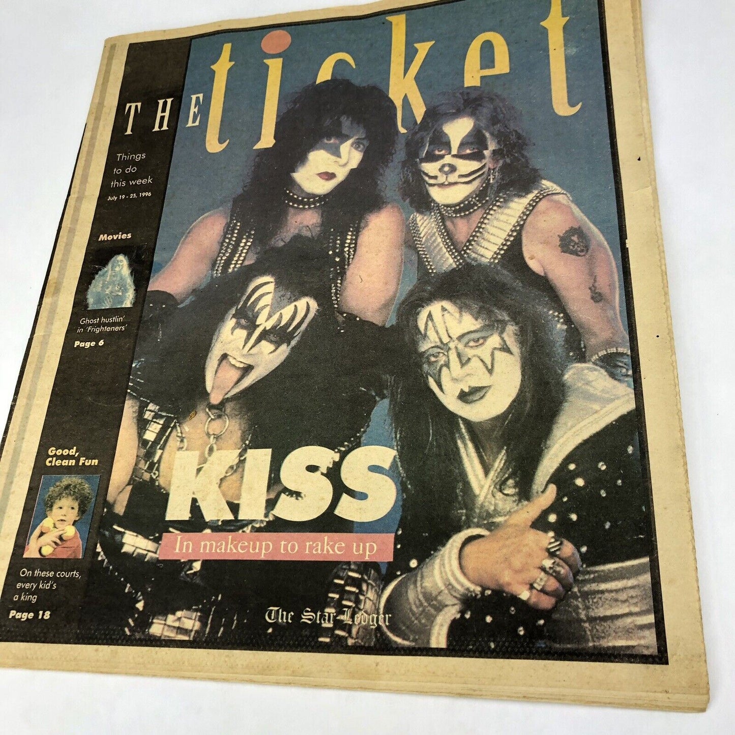 KISS 1996 COVER & ARTICLE Newspaper Oversize Magazine THE TICKET Star Ledger NJ