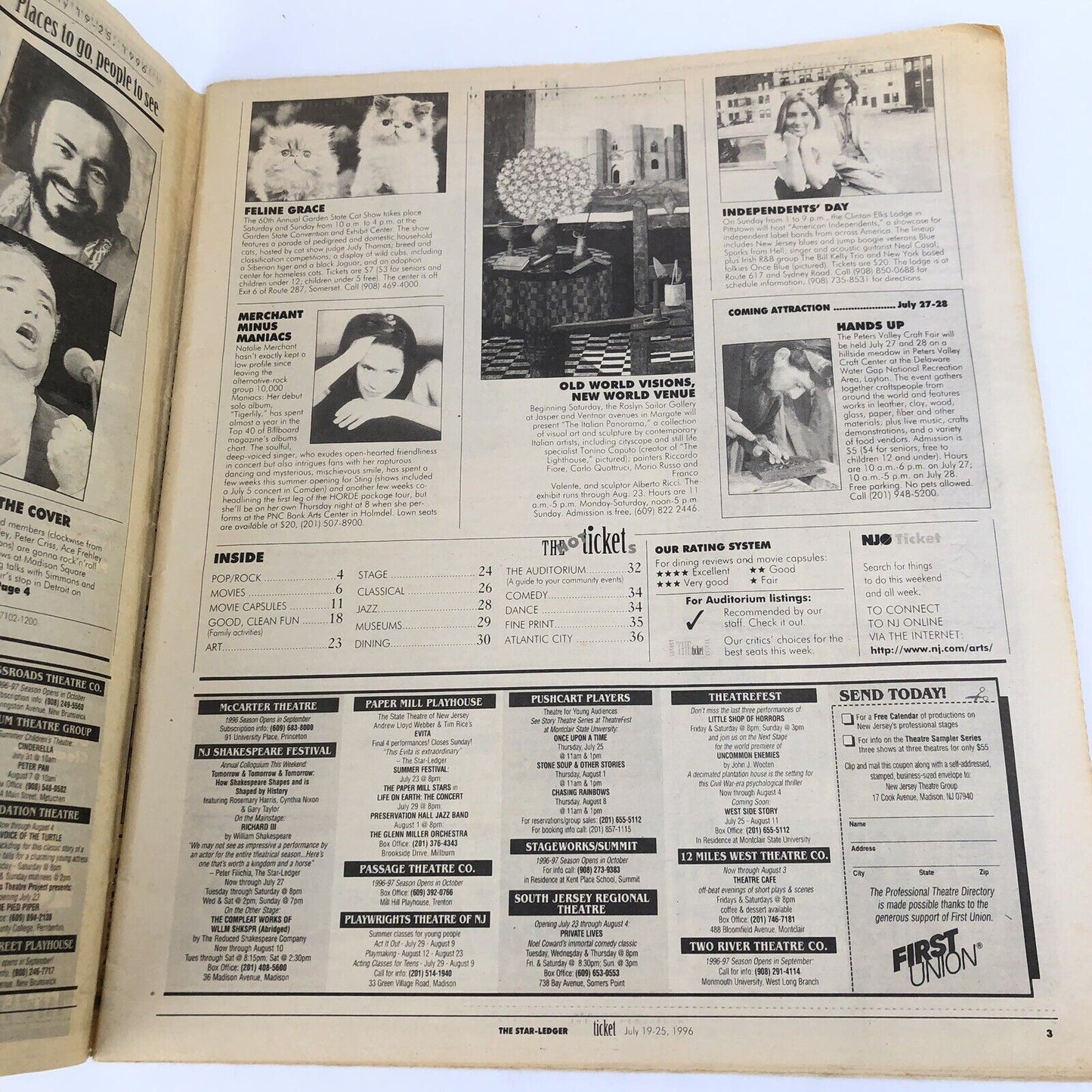 KISS 1996 COVER & ARTICLE Newspaper Oversize Magazine THE TICKET Star Ledger NJ