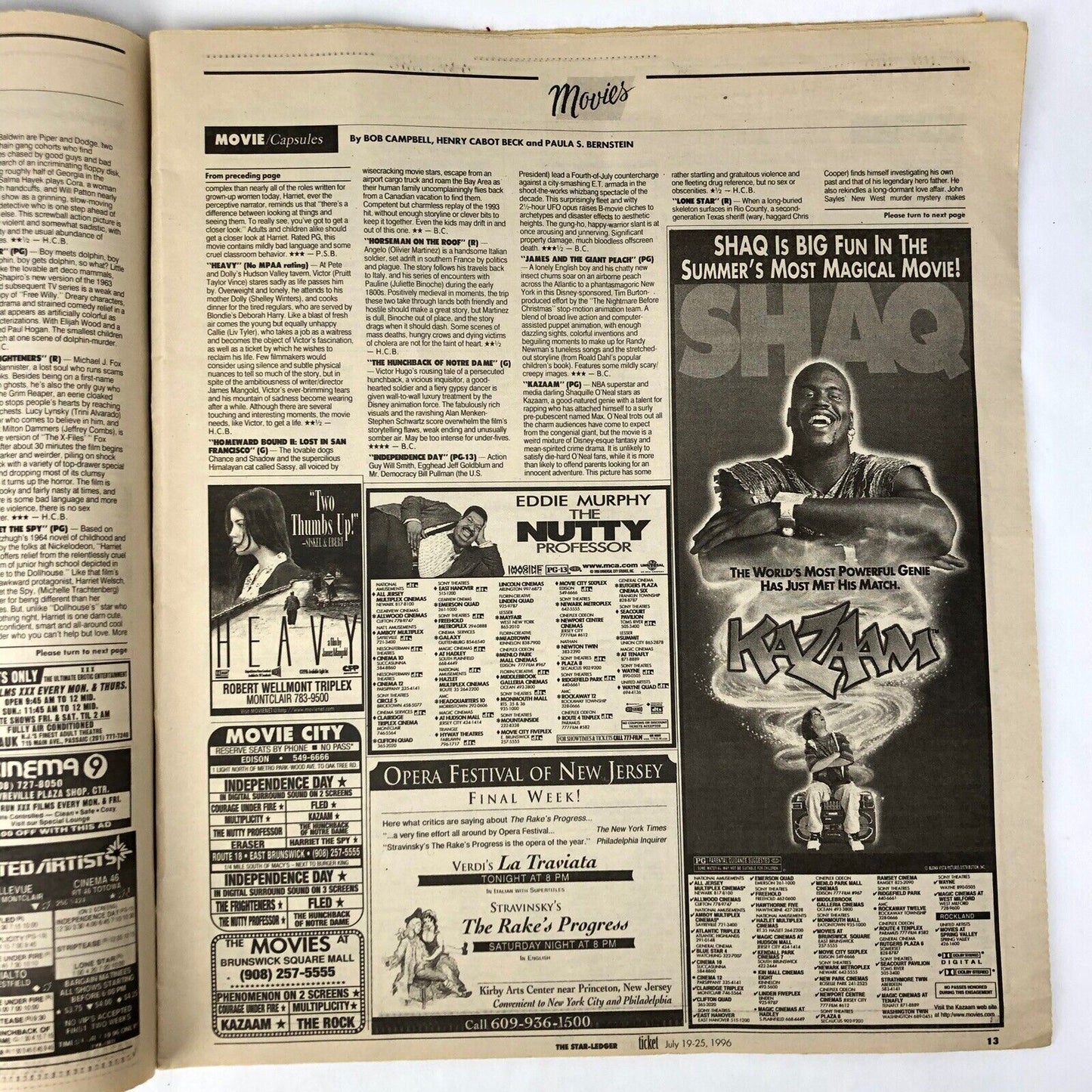 KISS 1996 COVER & ARTICLE Newspaper Oversize Magazine THE TICKET Star Ledger NJ
