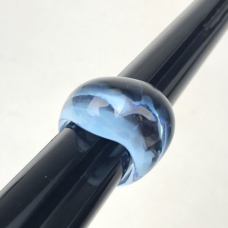 BACCARAT GALET WAVE AQUA BLUE PURPLE CRYSTAL RING Signed Glass Size 7 3/4