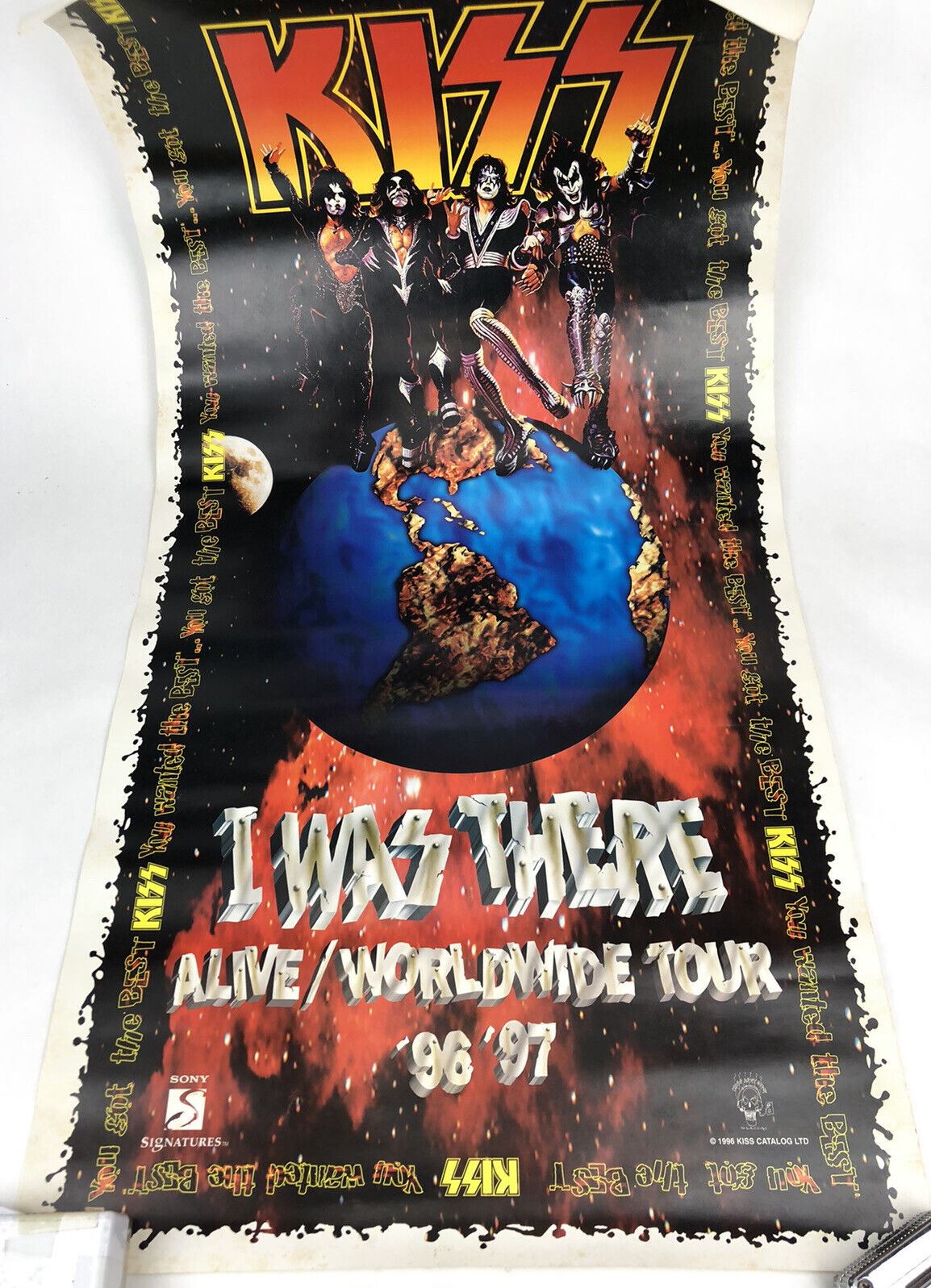 Original Vintage 1996 KISS Poster I WAS THERE ALIVE / WORLDWIDE 