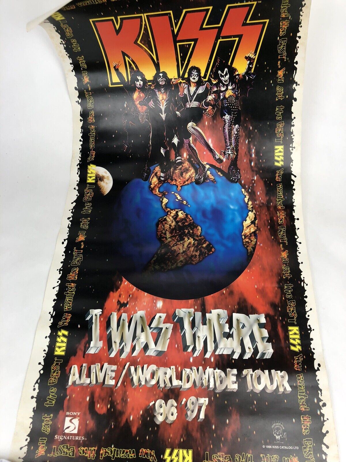 Original Vintage 1996 KISS Poster I WAS THERE ALIVE / WORLDWIDE TOUR 96 97 15x30