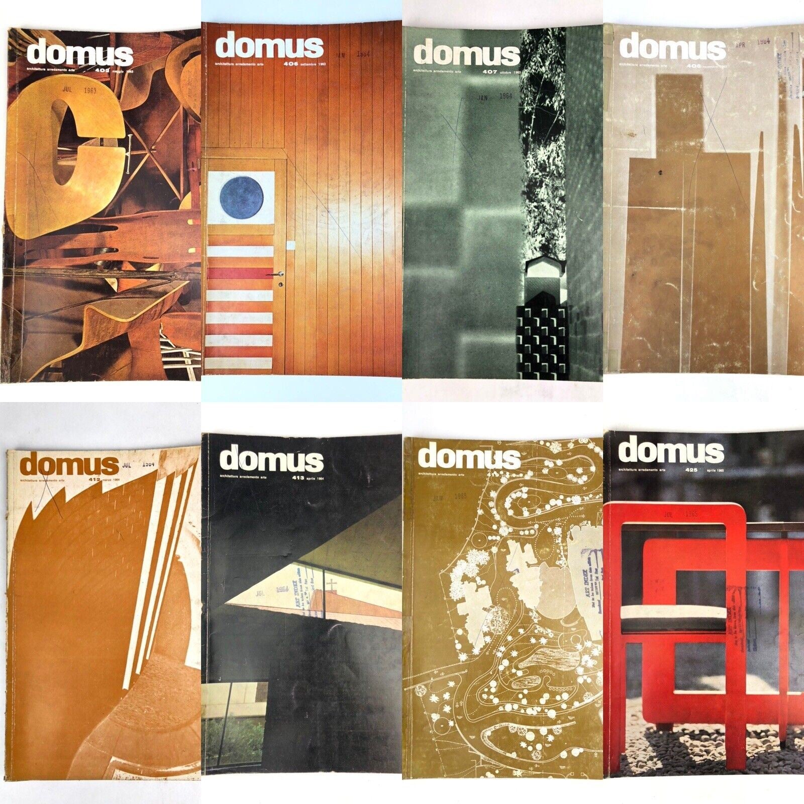 1963-1965 8 DOMUS Italian Art Architecture MAGAZINES Eames Alexander Girard MCM