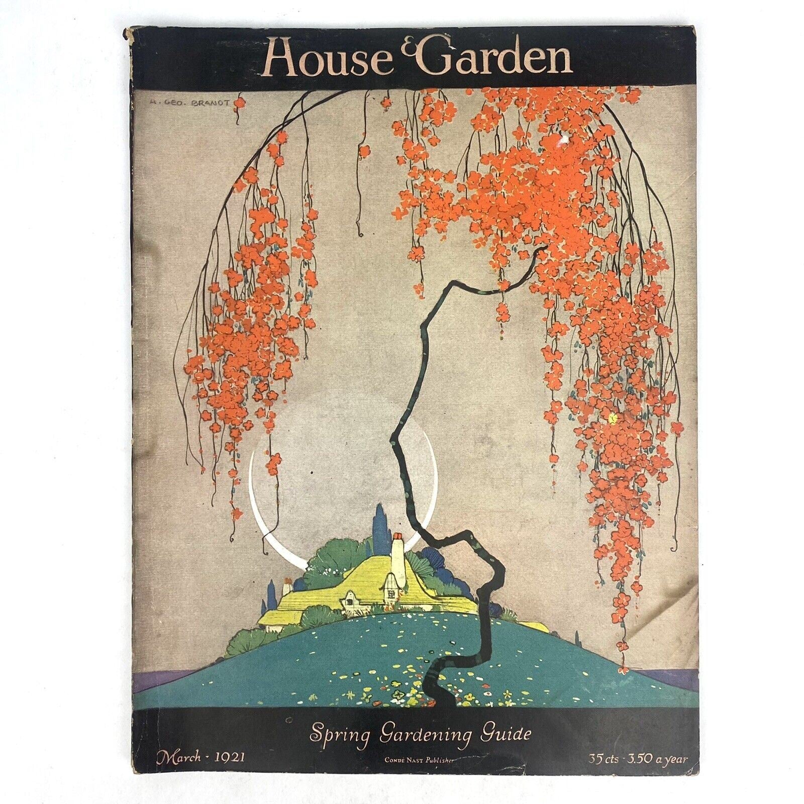Antique HOUSE & GARDEN Magazine MARCH 1921 Spring Guide ART DECO G. Brandt Cover
