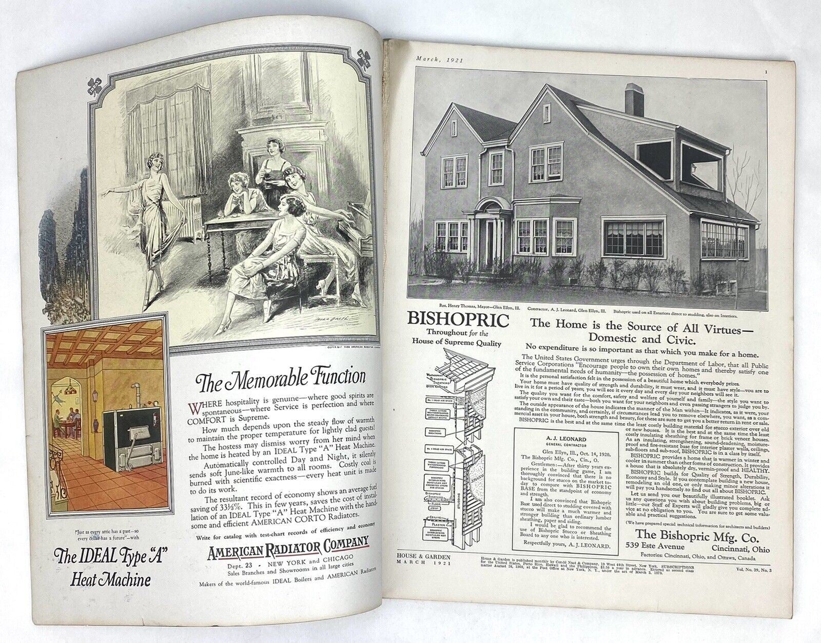 Antique HOUSE & GARDEN Magazine MARCH 1921 Spring Guide ART DECO G. Brandt Cover