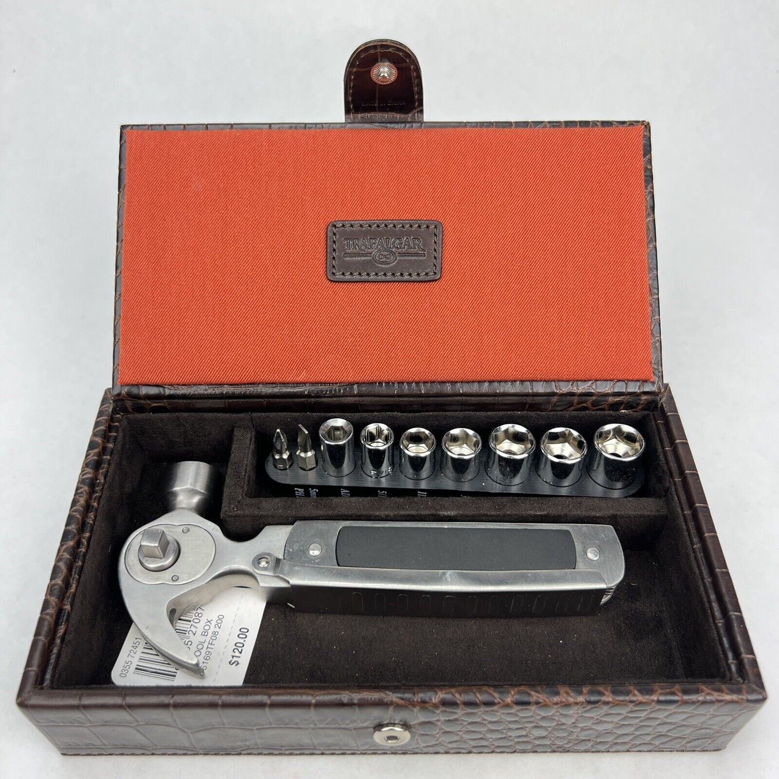 TRAFALGAR Multi Tool Hammer Knife Screwdriver Ratchet Socket Set w/ Leather Box