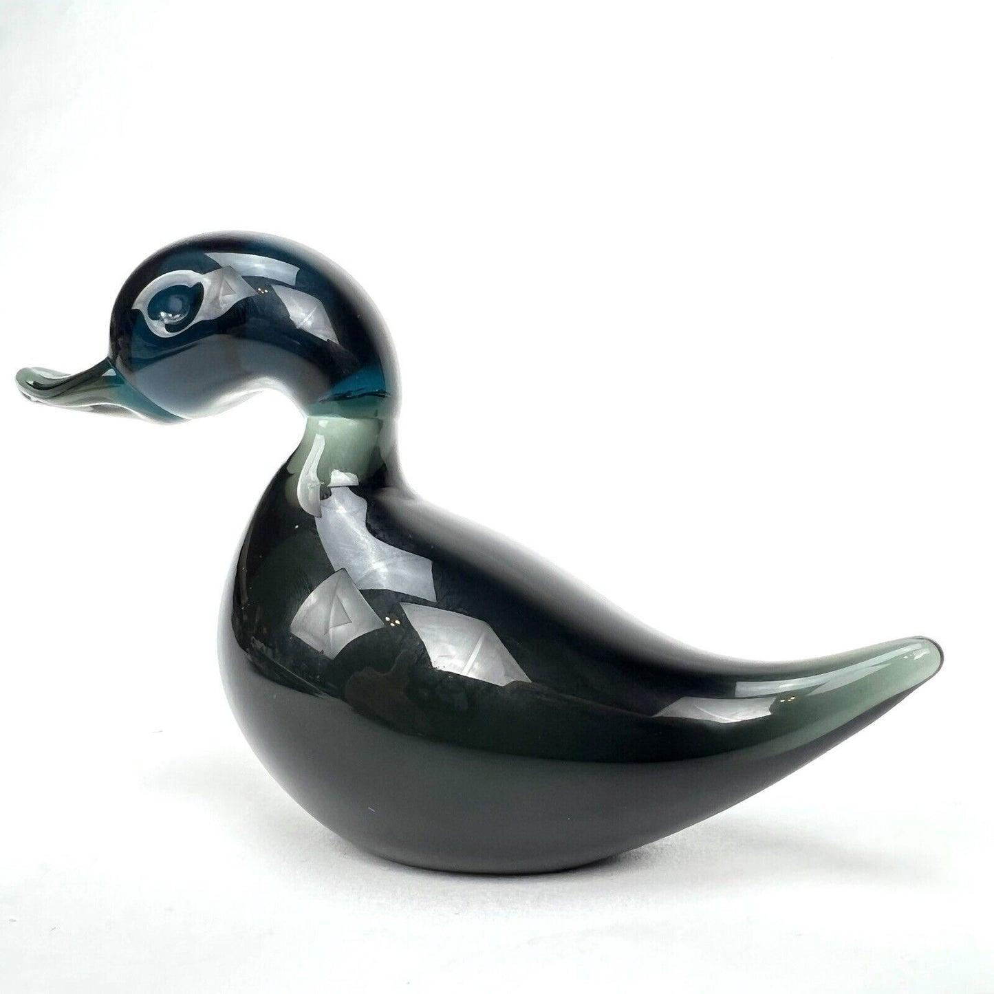 Vintage MCM 1960’s Jaakko Niemi for Nuutajarvi Notsjo GLASS MALLARD DUCK Finland