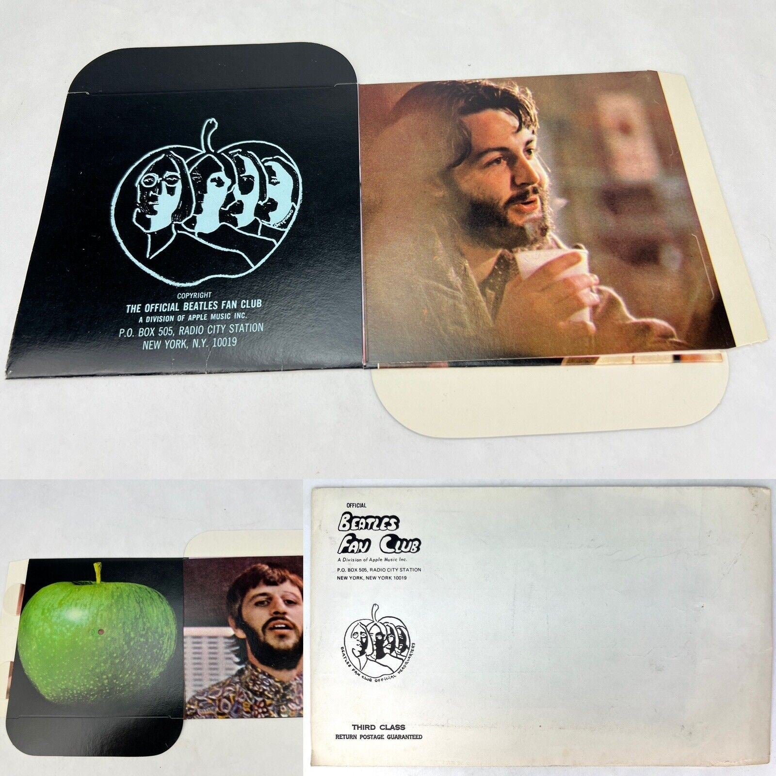 Vintage 1960’s BEATLES OFFICIAL FAN CLUB Cardboard Photo Box MINT w/ Envelope