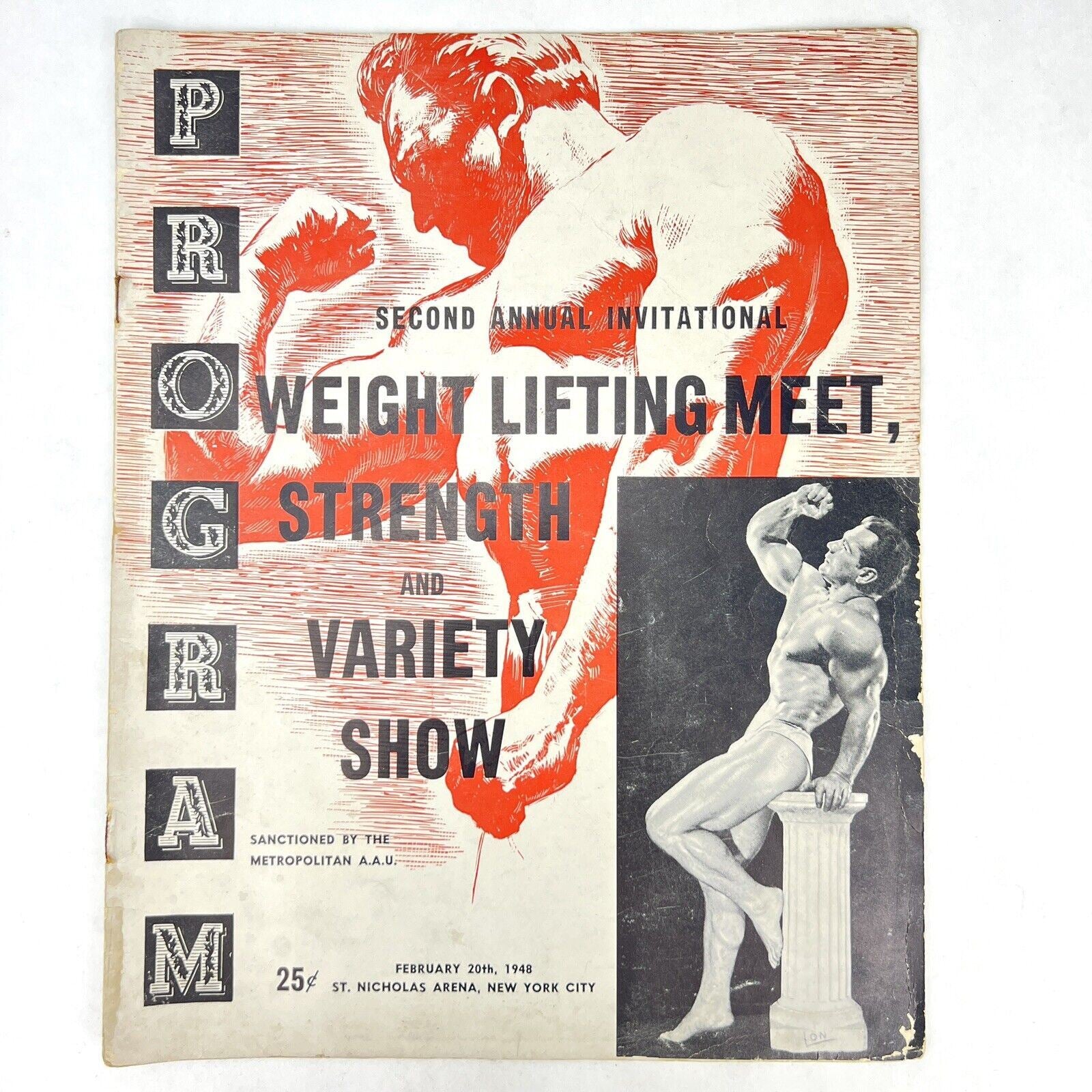 Vintage 1948 2nd Annual WEIGHT LIFTING MEET Show Program BEEFCAKE Bodybuilder