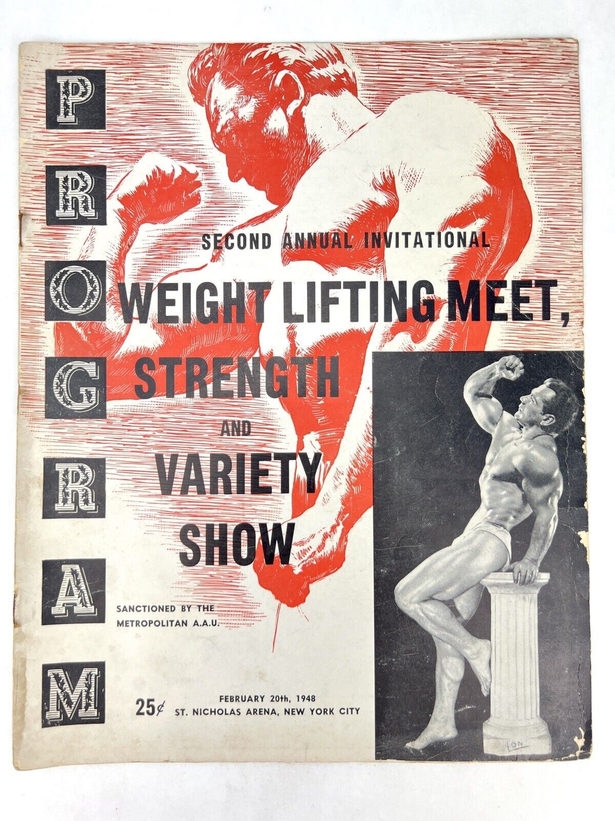 Vintage 1948 2nd Annual WEIGHT LIFTING MEET Show Program BEEFCAKE Bodybuilder