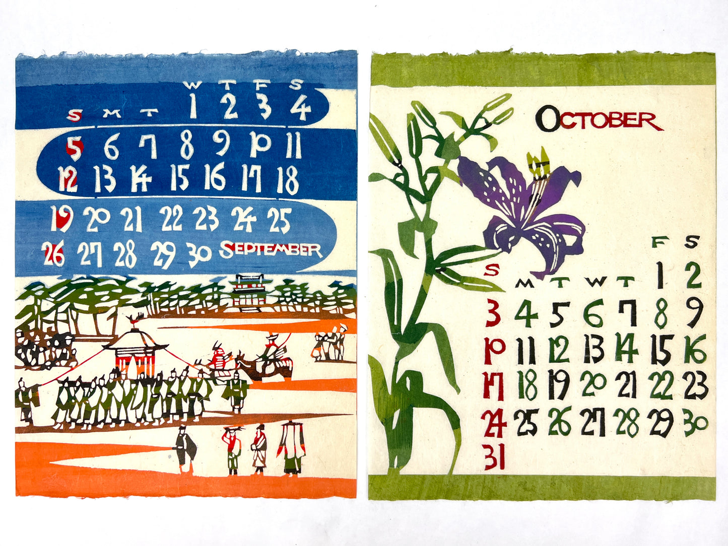 TAKESHI NISHIJIMA Mingei Folk Art 1971 CALENDAR Katazome Woodblock Folio