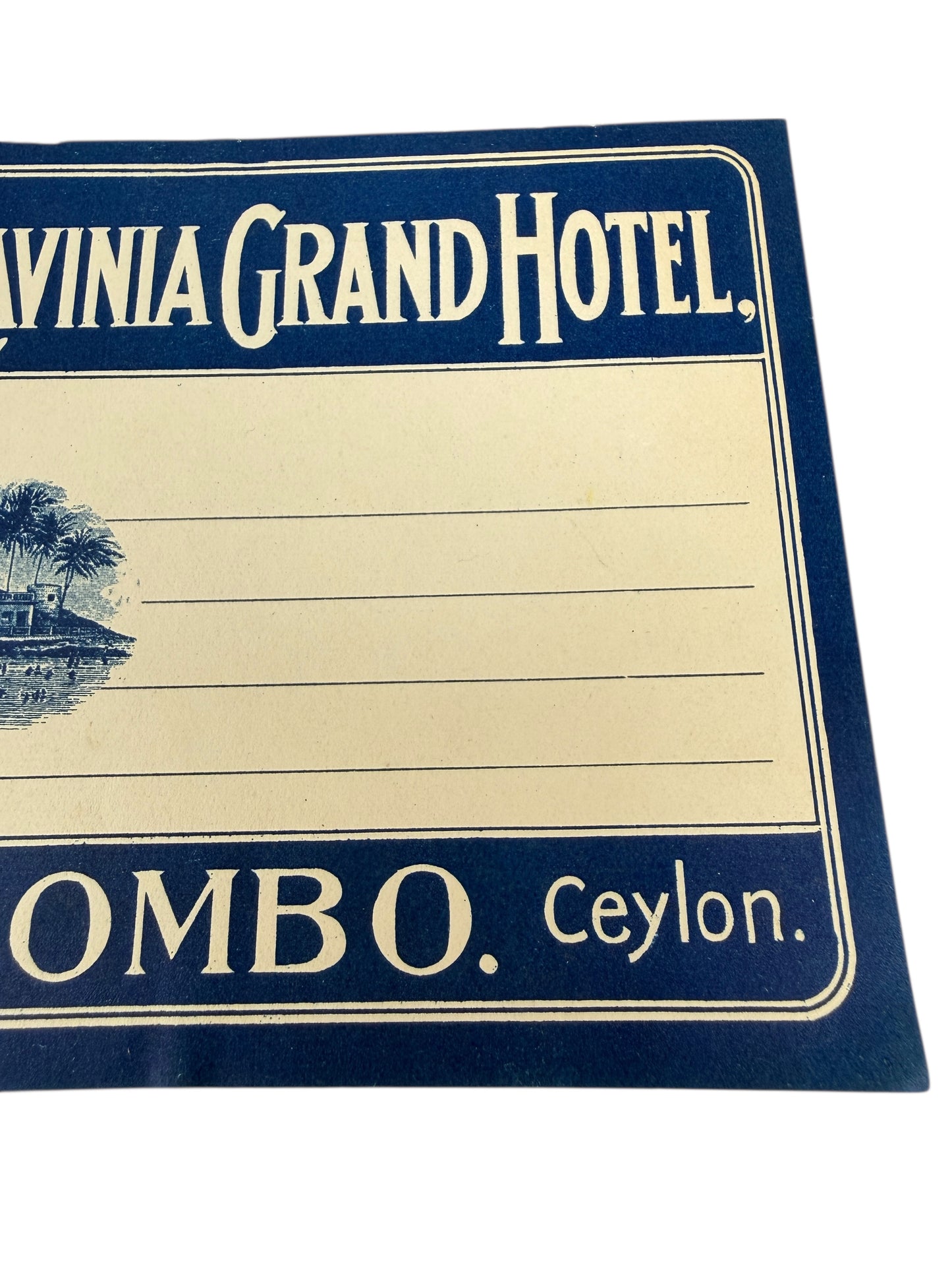 Vintage Mount Lavinia Grand Hotel Ceylon Sri Lanka Luggage Label Souvenir