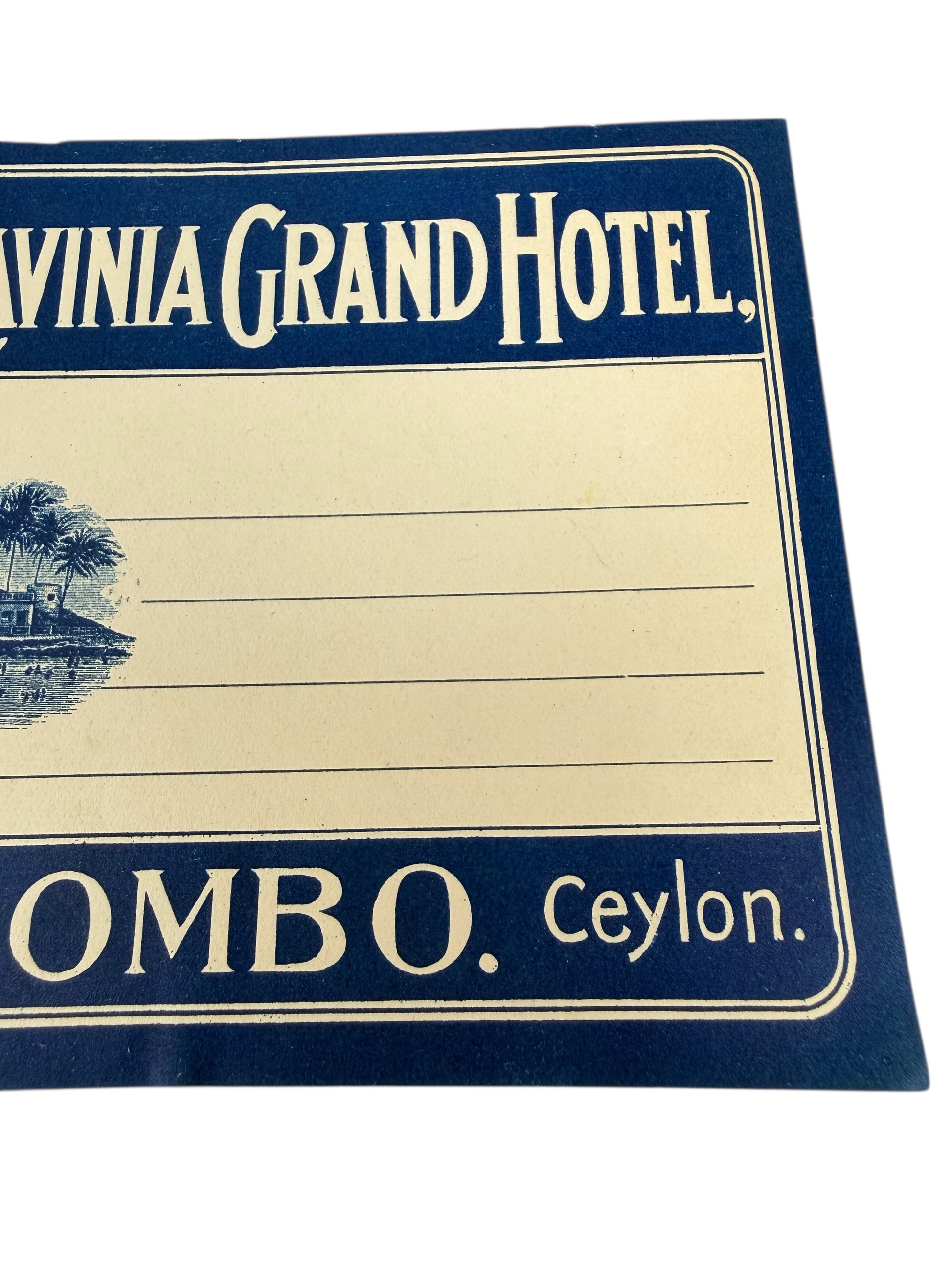 Vintage Mount Lavinia Grand Hotel Ceylon Sri Lanka Luggage Label Souvenir