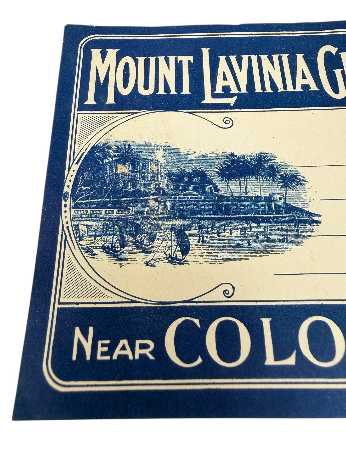 Vintage Mount Lavinia Grand Hotel Ceylon Sri Lanka Luggage Label Souvenir