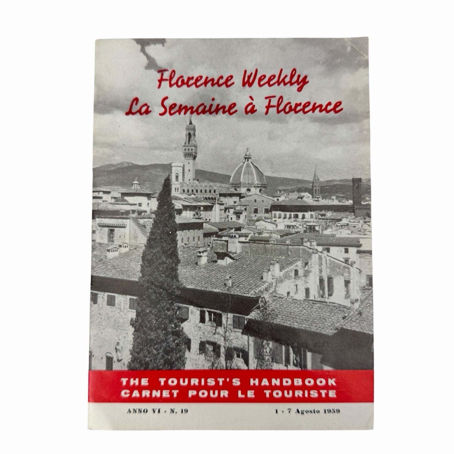 Vintage 1959 Italy FLORENCE WEEKLY Tourist Handbook Travel Map Ads Guide Book
