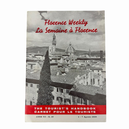 Vintage 1959 Italy FLORENCE WEEKLY Tourist Handbook Travel Map Ads Guide Book