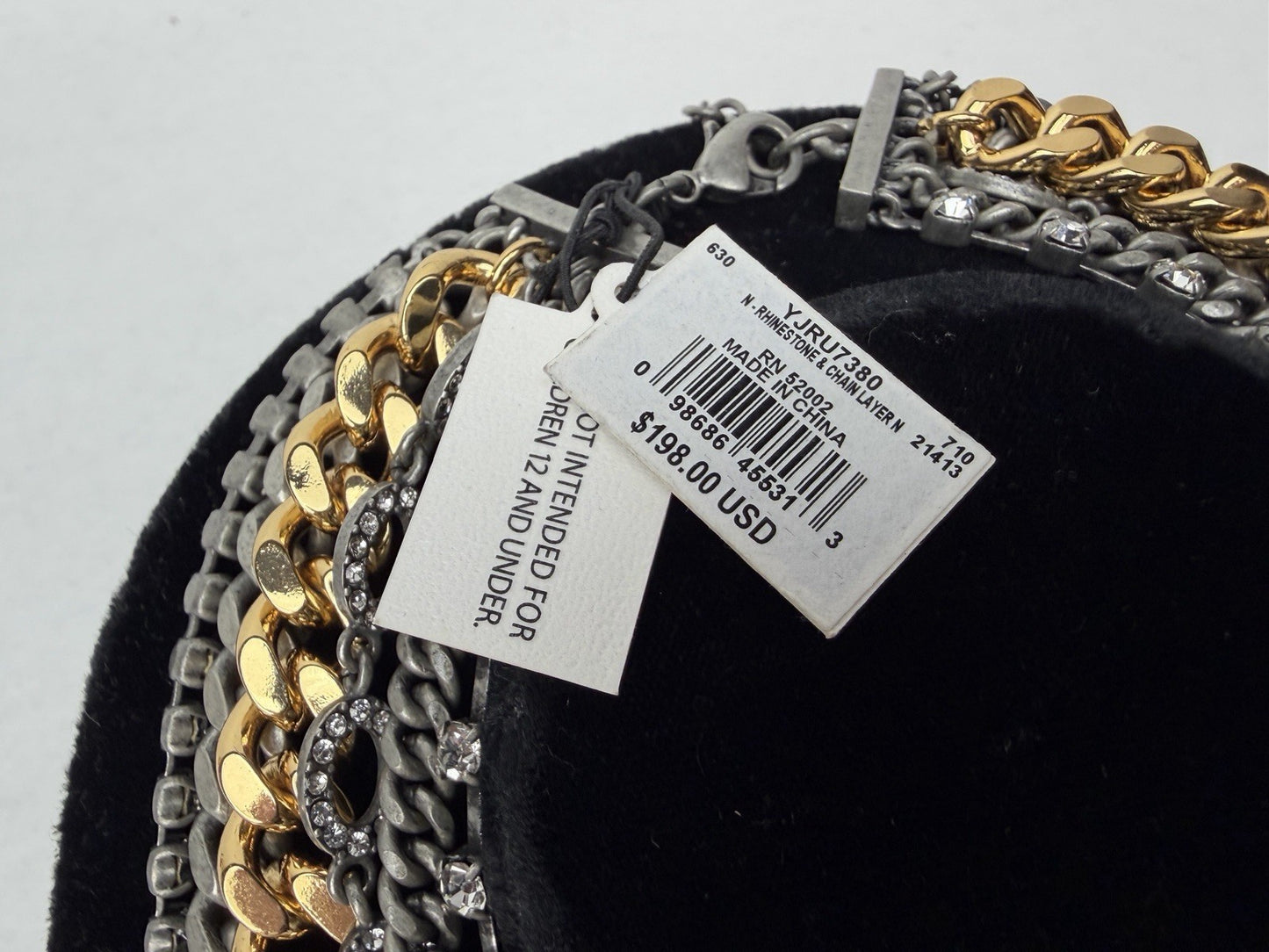 Vintage Y2K JUICY COUTURE Necklace Layered 6-Strand Chain & Crystal Gold Silver