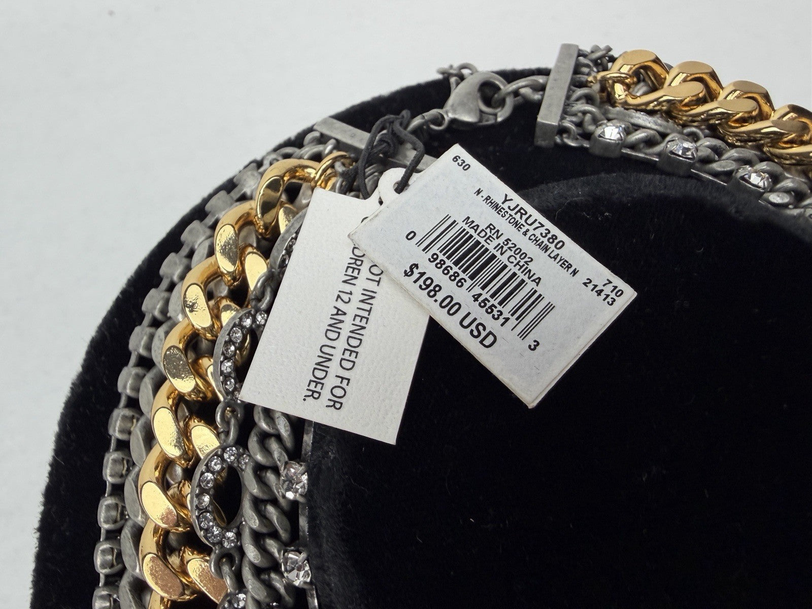 Vintage Y2K JUICY COUTURE Necklace Layered 6-Strand Chain & Crystal Gold Silver