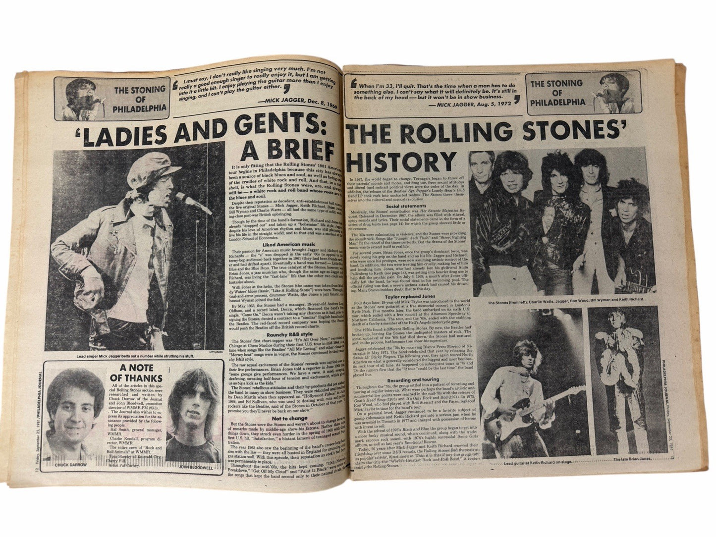 ROLLING STONES Sept 25, 1981 Philadelphia Journal NEWSPAPER Poster & 13pg Spread