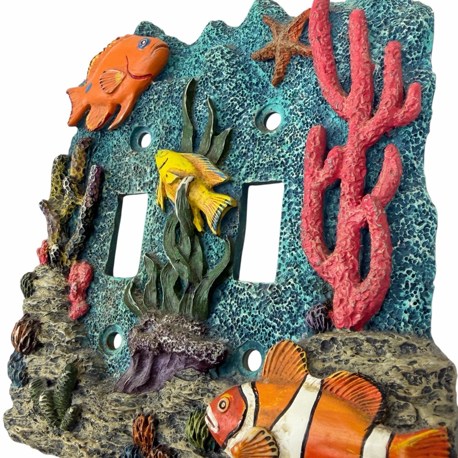 Coral Reef Wall Plate DOUBLE LIGHT SWITCH COVER 3D Ocean Sea Fish Tropical